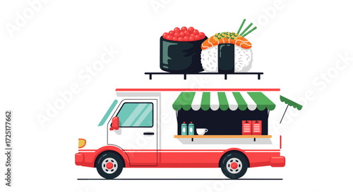 Sushi Food Truck with Giant Sushi Toppings.