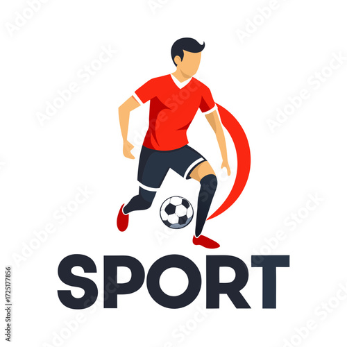 Soccer player in action dribbling the ball graphic design