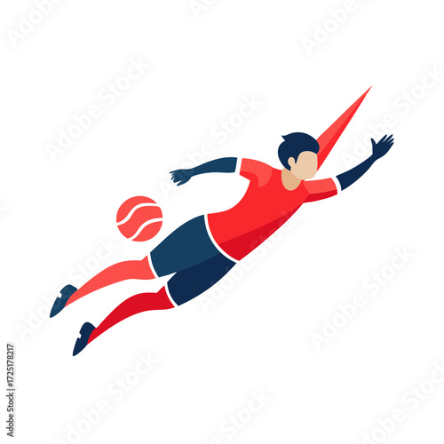 Flat design goalkeeper diving to save the soccer ball