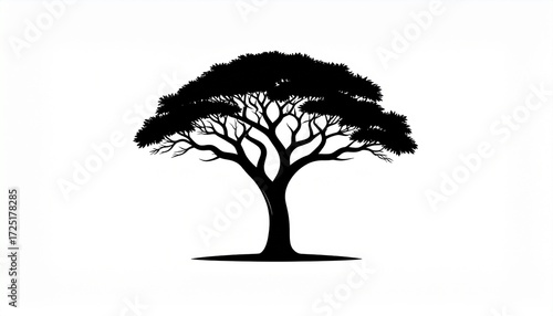African tree silhouette icon vector. Sabana tree silhouette for icon, symbol or sign.