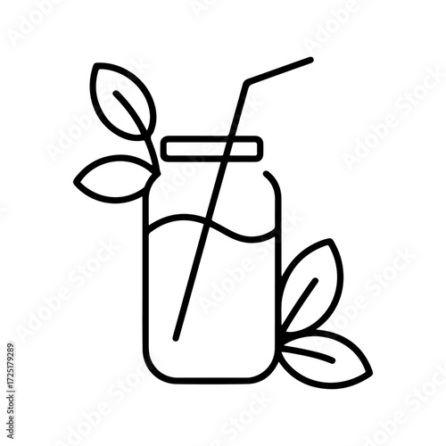 smoothie and straw outline icon