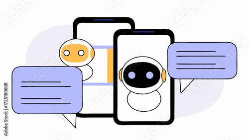 AI chat bots with social media theme, a technology illustration vector for business