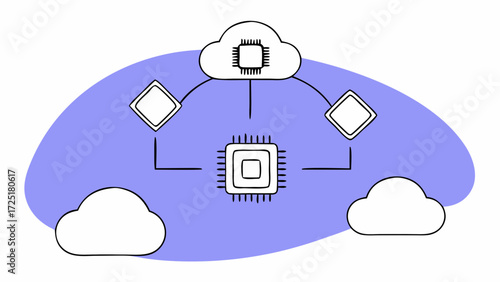 Blue cloud computing and data storage upload connection on the internet network