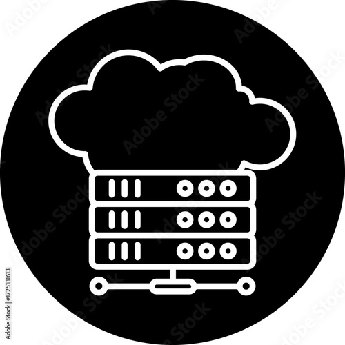 Cloud Server Line Icon Style