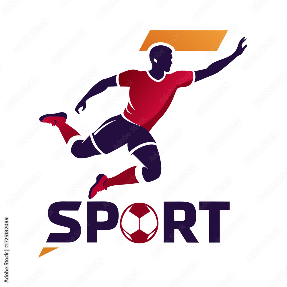 Fototapeta premium Dynamic soccer player logo illustration for branding and design