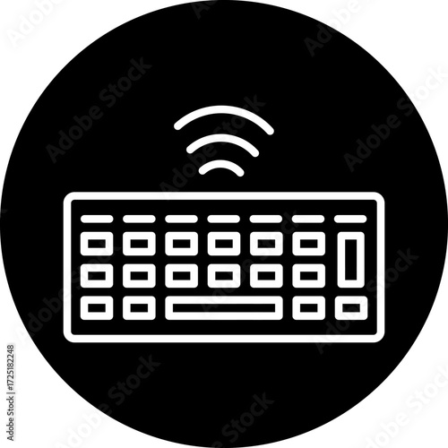 Wireless Keyboard Line Icon Style