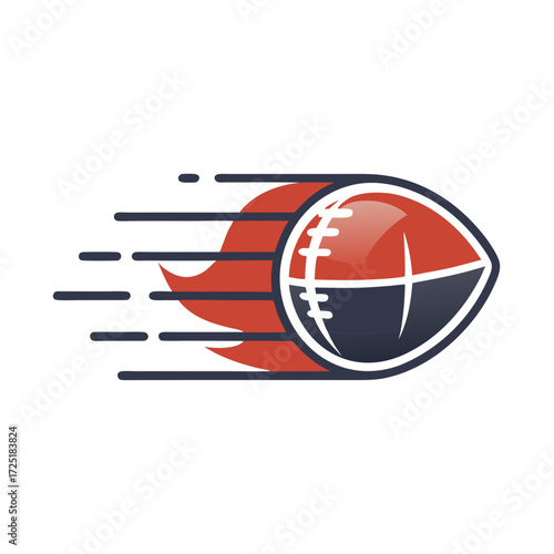 Stylized football with motion lines and a fiery tail