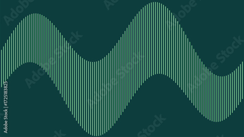 Abstract green bars forming a geometric arch on teal background