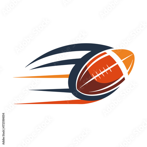 Dynamic American football soaring with speed streaks graphic icon
