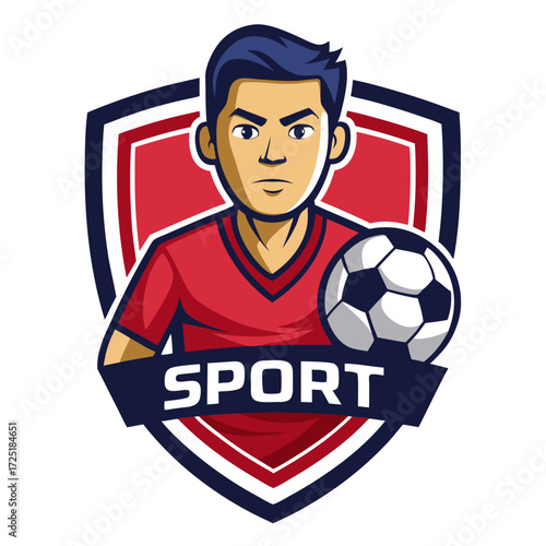 Soccer player emblem vector for sports team and tournament