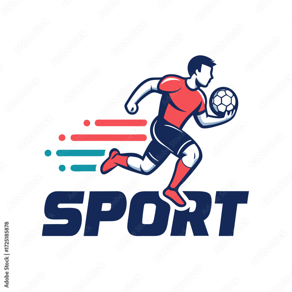 Fototapeta premium Dynamic football player running with ball logo design concept