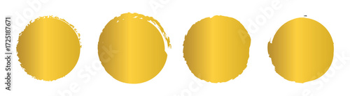 vector set of Golden grunge circle brush vector illustration. Abstract golden paint brushstroke circles pack. Set of golden brush circle. Set of circle, golden paint, ink, dirty brush strokes. 
