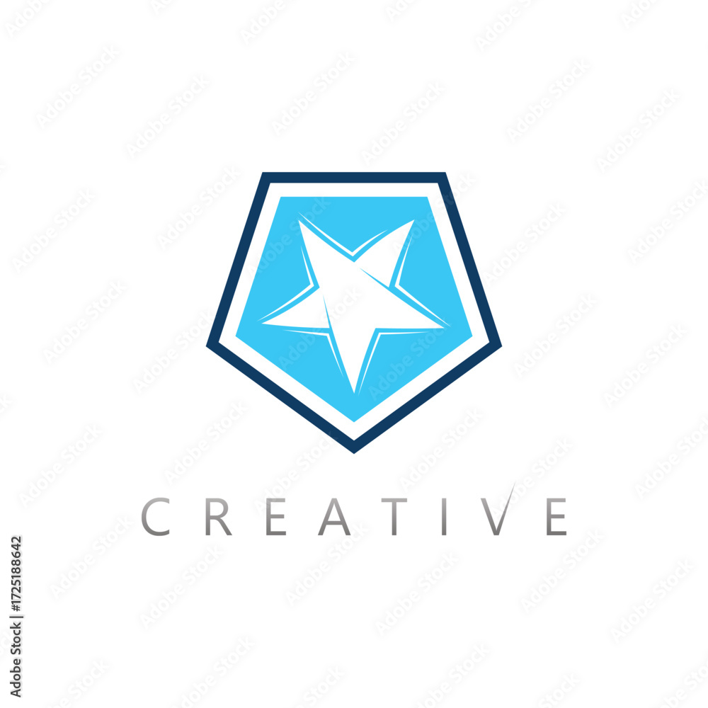 Fototapeta premium Creative shining star icon logo vector design with futuristic abstract corporate symbol