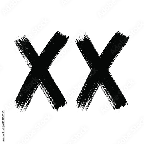 Black brush painted cross mark symbolizing error, cancellation, or rejection on a clean white background, bold and expressive in style.