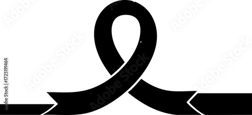 Obraz na plátne Elegant black ribbon representing support, awareness, and solidarity for importa