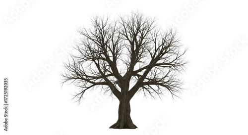 Foto Isolated bare tree in winter season, leafless with branches, no foliage, dormant