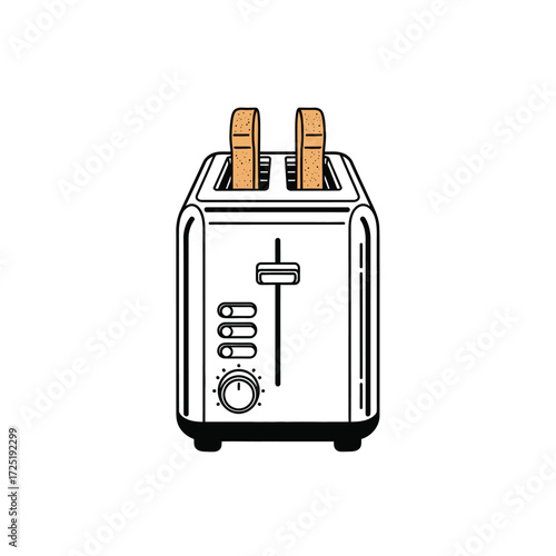 Modern Toaster with Toast Slices A Simple, Flat Illustration