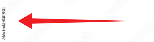 Long arrows. Red arrow pointing vector. Red left arrow icon. Straight long arrow pointing . Vector red long arrow icon. Thin long arrow vector icon. A solid long arrow pointing on white background.