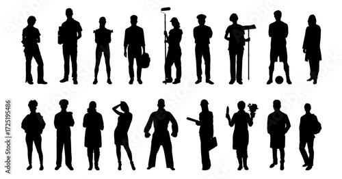 Collection of different occupation people group of diverse workers of various professions and specialists