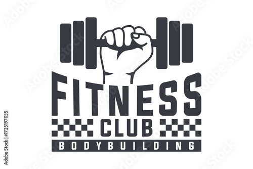 Sports and Fitness Logo Design with Dumbbell Illustration
