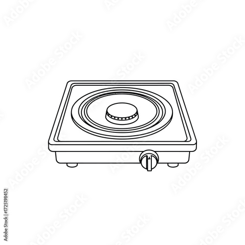 Simple line art drawing of a single electric cooktop