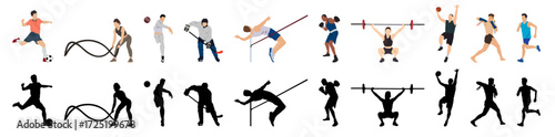 people doing different sports activity with silhouette