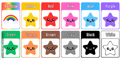 A set of color flashcards for teaching children.	