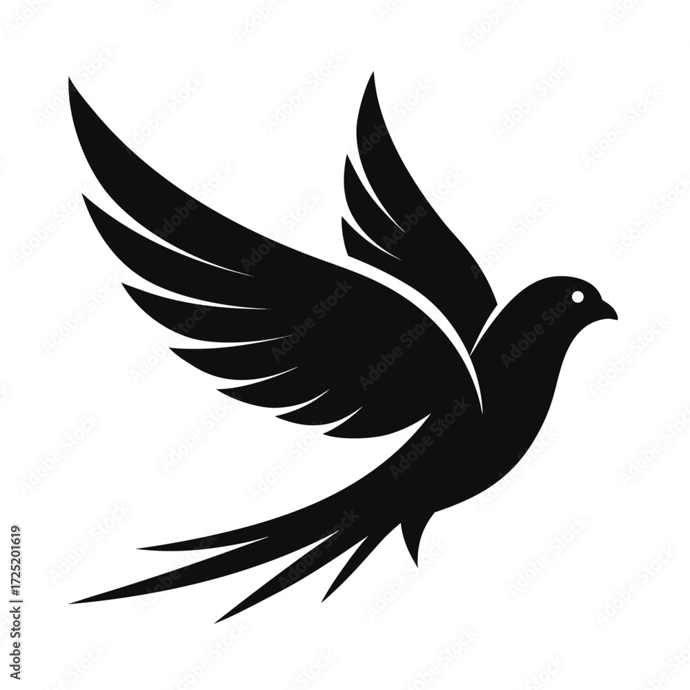 Obraz premium lack Flying Bird Silhouette Vector Illustration