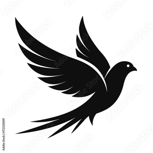 lack Flying Bird Silhouette Vector Illustration