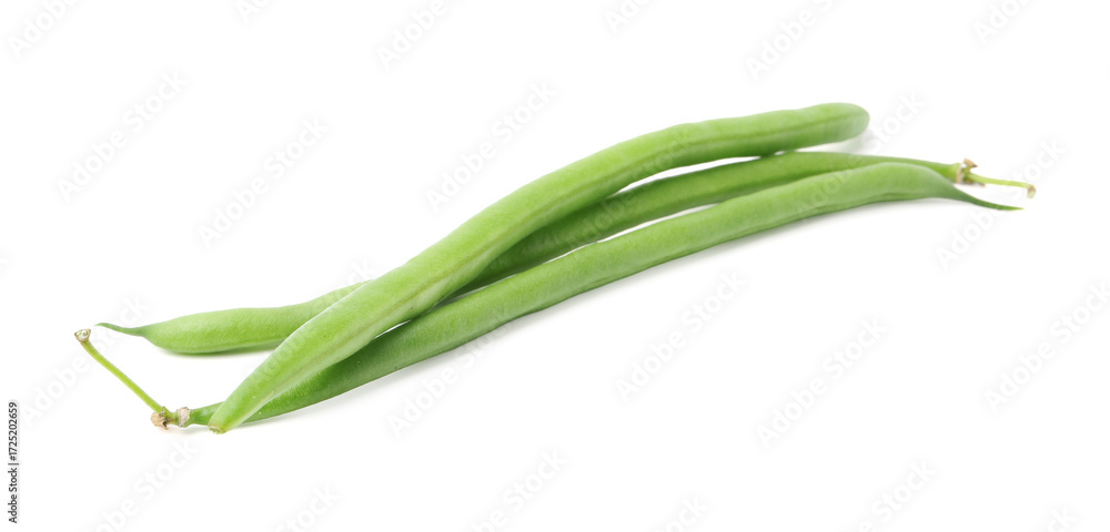 Fototapeta premium Fresh green bean pods isolated on white