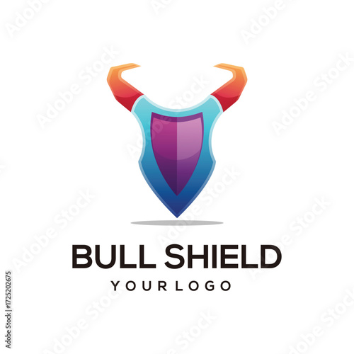 Logo illustration bull shield gradient colorful style