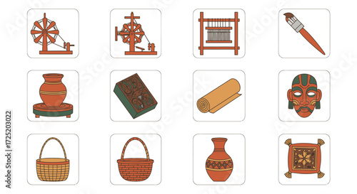 Kitchen tools and objects vector icon set illustration design collection