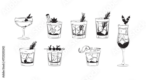 Vector art of christmas cocktails pattern