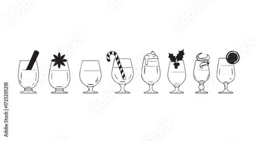Vector art of eggnog drinks on white
