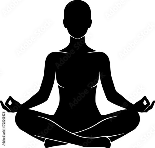 a silhouette of a person sitting cross-legged in a meditative pose