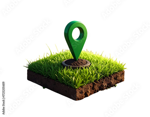 green grass growing in soil isolated