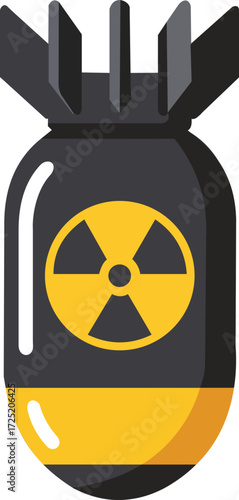 Atomic Threat Illustration Nuclear Weapon Radioactive Symbol Danger Zone Missile Bomb Global Conflict Black Yellow