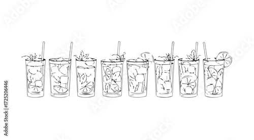 Vector art of mojito glasses collection