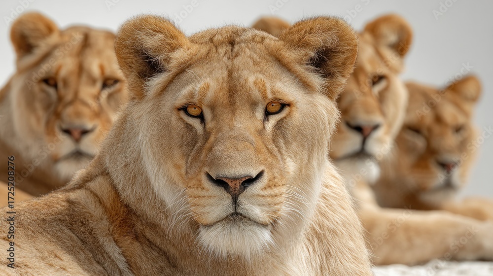 Fototapeta premium A Pride of Lions: Majestic Portraits of Lionesses in Their Natural Habitat