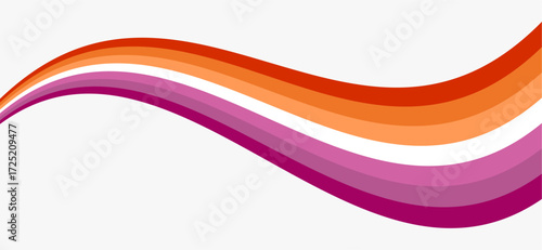 Wavy striped shape with Lesbian pride flag colors.Vector illustration.