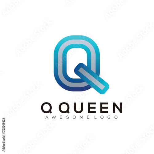 Q letter colorful logo illustration