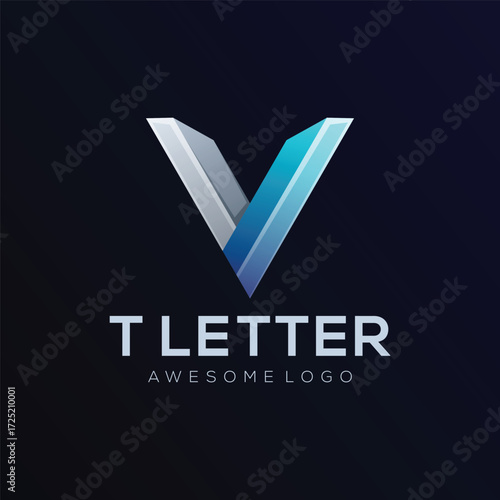 V letter colorful logo illustration