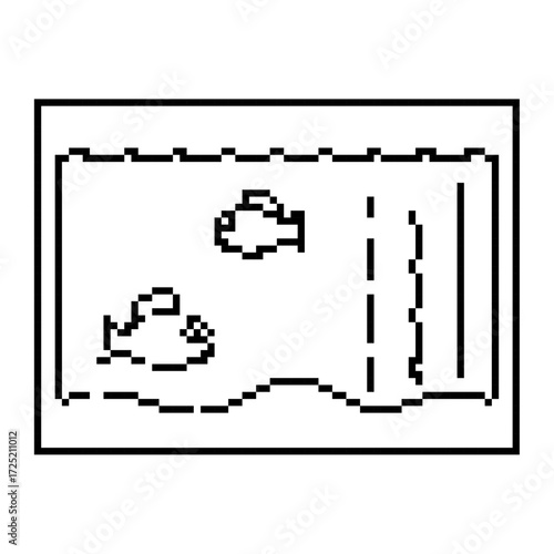 aquarium pixel icon, 8-bit. Isolated vector illustration.