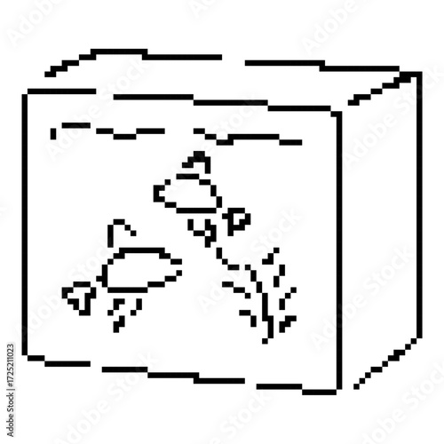aquarium pixel icon, 8-bit. Isolated vector illustration.