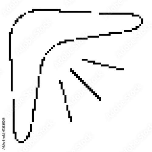 boomerang pixel icon, 8-bit. Isolated vector illustration.