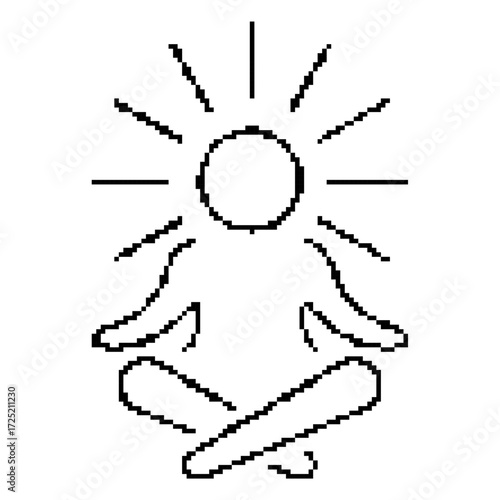 meditation pixel icon, 8-bit. Isolated vector illustration.