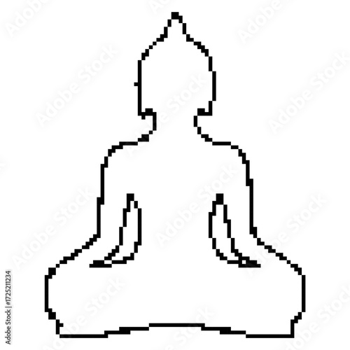 meditation pixel icon, 8-bit. Isolated vector illustration.
