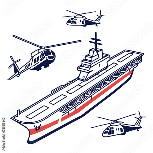 Illustration of an aircraft carrier with helicopters the aircraft carrier is a warship designed with a fulllength flight deck for aircraft to take off and land