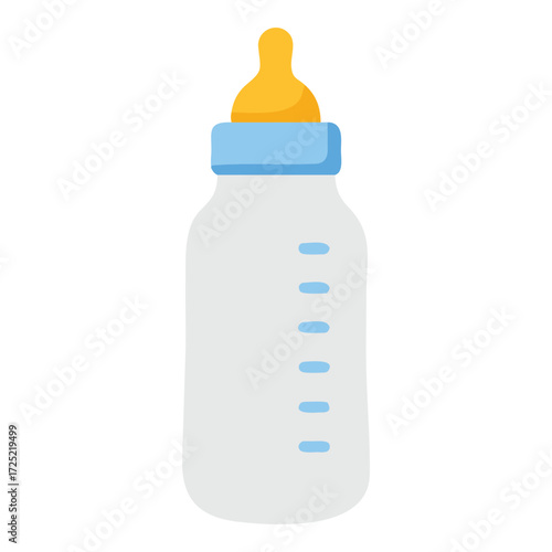 Baby Bottle Vector Flat Design Illustration Feeding Essential Item