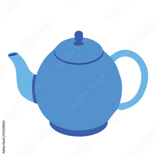 Blue Teapot Vector Illustration Modern Kitchenware Icon Graphic